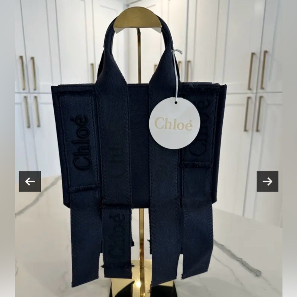 NWT Chloé Black Logo Woody Tote Bag